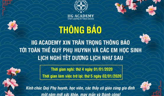 LỊCH NGHỈ TẾT DƯƠNG LỊCH 2020