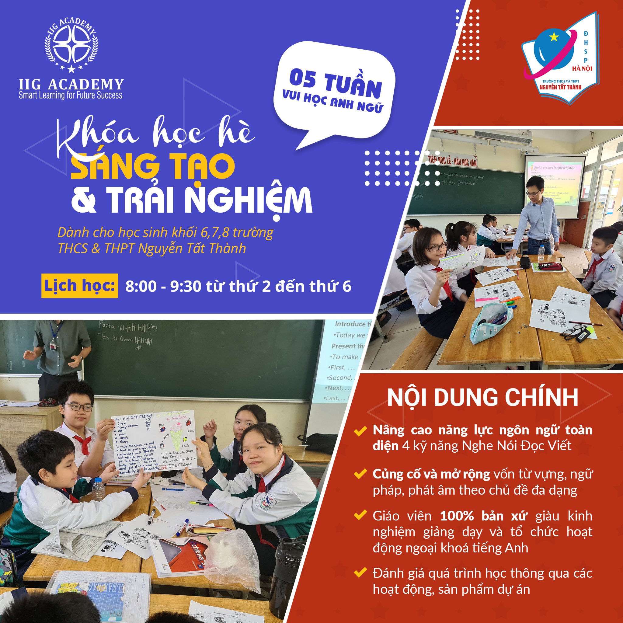 “Khóa học hè Sáng tạo và Trải nghiệm” – Nền tảng vững vàng – Sẵn sàng bứt phá